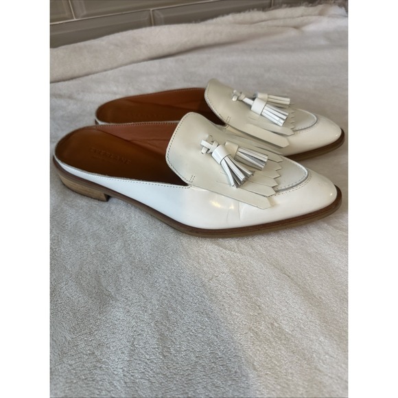 Everlane Shoes - Everlane Womens Sz 8.5 White The Modern‎ Tassel Loafer Mule Leather Slip On